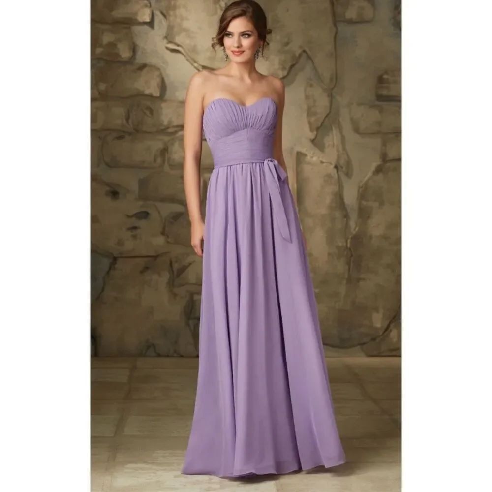 Morilee NEW size 10 strapless Luxe Chiffon Long Dress in Violet - Style 20462